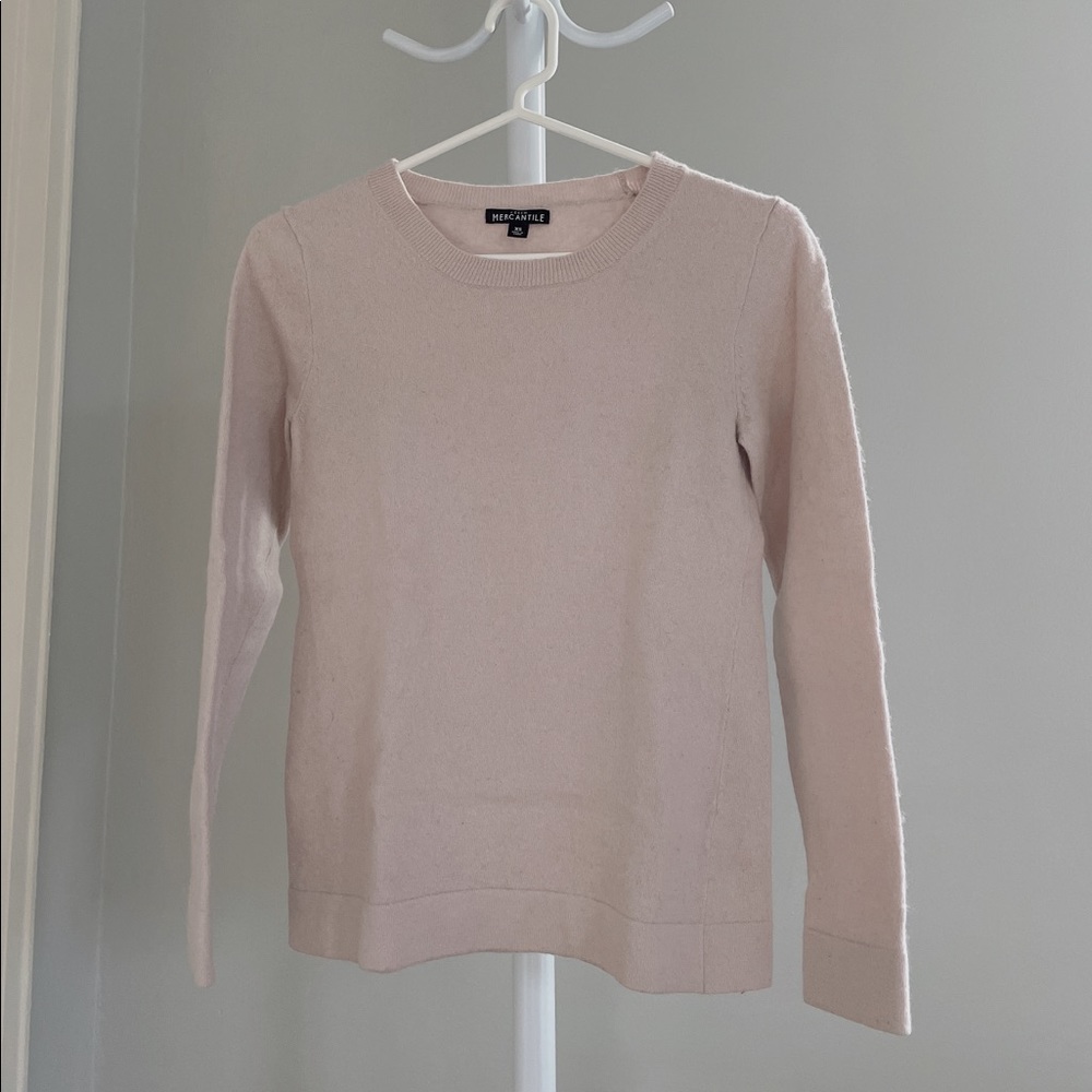 J.Crew Factory Cotton Wool Round Neck Sweater in Pink XS